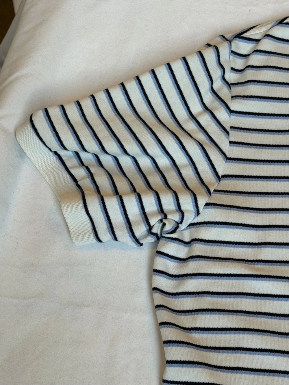 Vintage Polo by Ralph Lauren White Navy Striped Polo Shirt | 100% Cotton